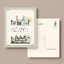 Postcard Design Concept__Front Design___Main Element_ Iconic Bengaluru landmarks like Vidhana Soudha, Bangalore Palace, and Cubbon Park illustrated in a minimalistic yet colorful style.__Color Palette_ A blend of soft pastel tones (blue (7).webp