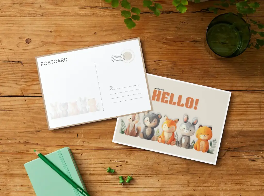 Hello Animals - Laminated Postcard