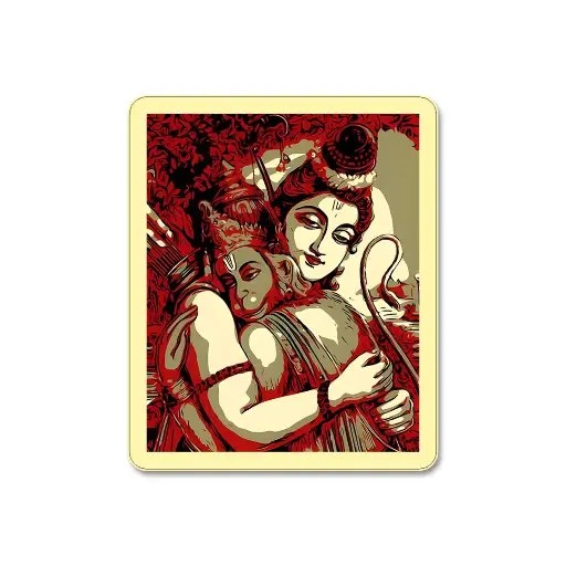 [ST_PVS_020] Lord Rama Embracing Hanuman- Premium Vinyl Sticker
