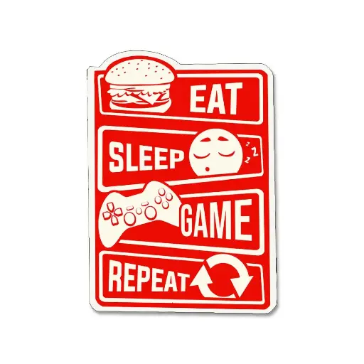 [ST_PVS_014]  Eat Sleep Game Repeat- Premium Vinyl Sticker 