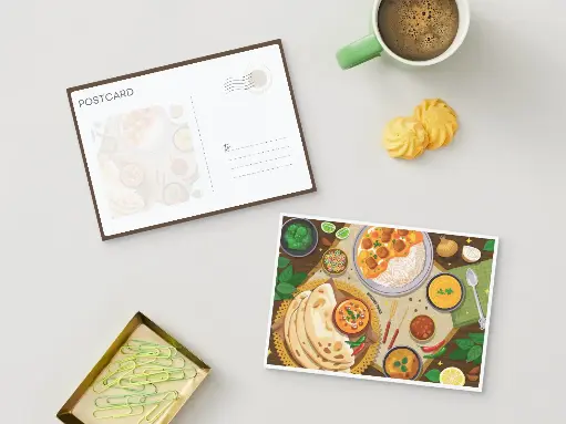 [ST_PC_002] Indian cuisine - Laminated Postcard